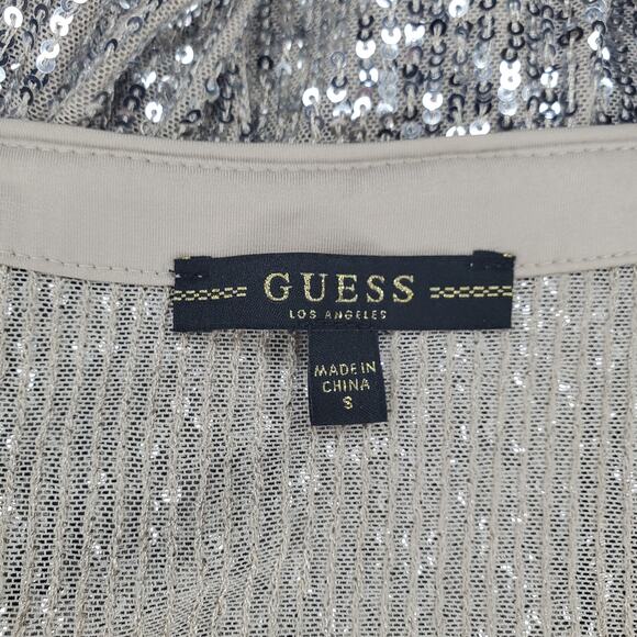 Guess Silver Sequin Crop Top Small - Picture 5 of 6